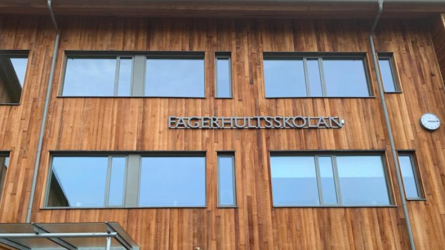 Nybyggda Fagerhultsskolan för mellan och högstadie. Foto: Hasse Jonsson